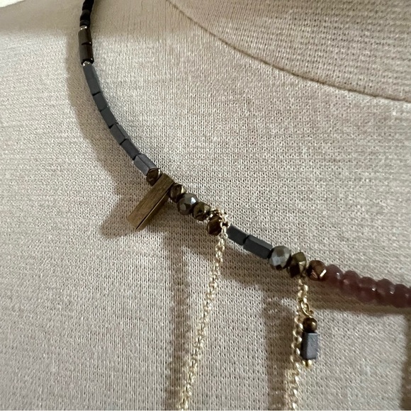 NAKAMOL Handcrafted Choker Necklace Beaded Crystals & Stones Adjustable - Picture 7 of 12